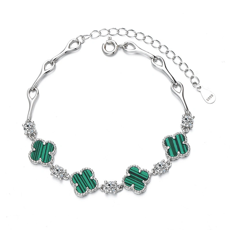 Four-Leaf Clover Bracelet Girls Summer Sterling Silver 999 Niche Design Sense Hand Jewelry