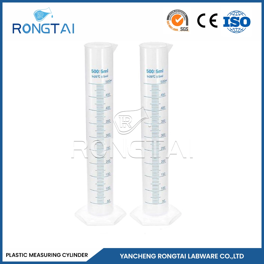 Rongtai Lab Measuring Cylinder Manufacturers PP Material Plastic Measuring Cylinder China Measuring Cylinder in Chemistry Lab