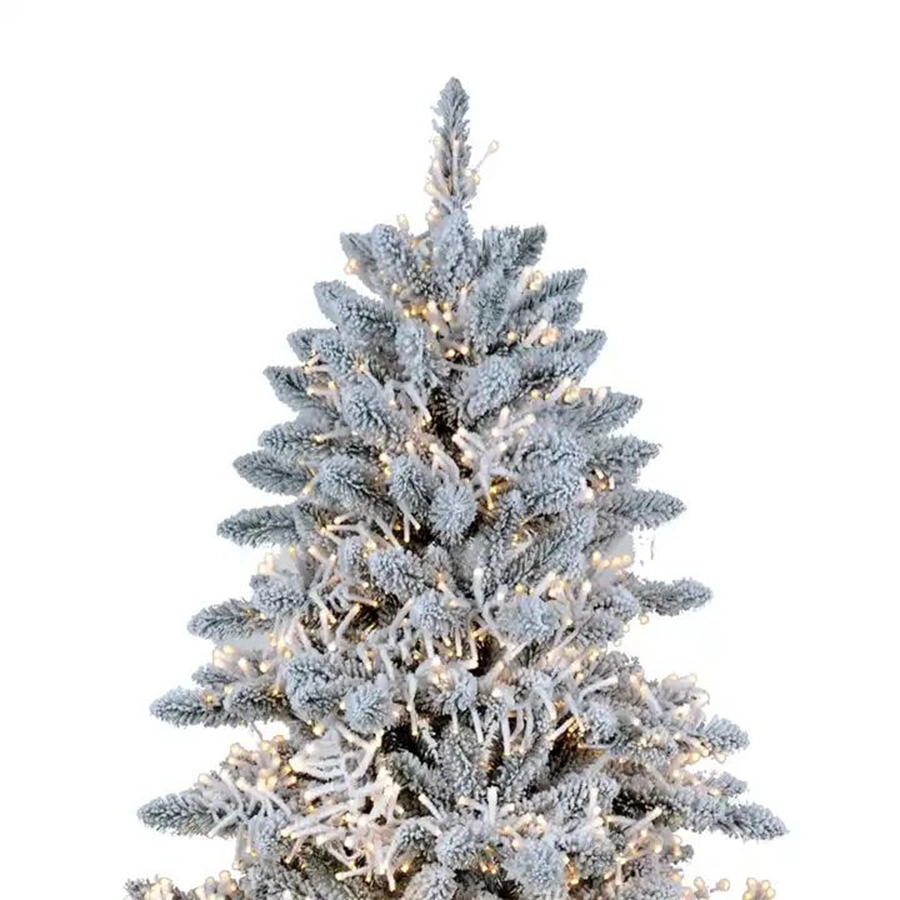 White Snow Flocked Prelit LED Lights Artificial PVC Christmas Tree