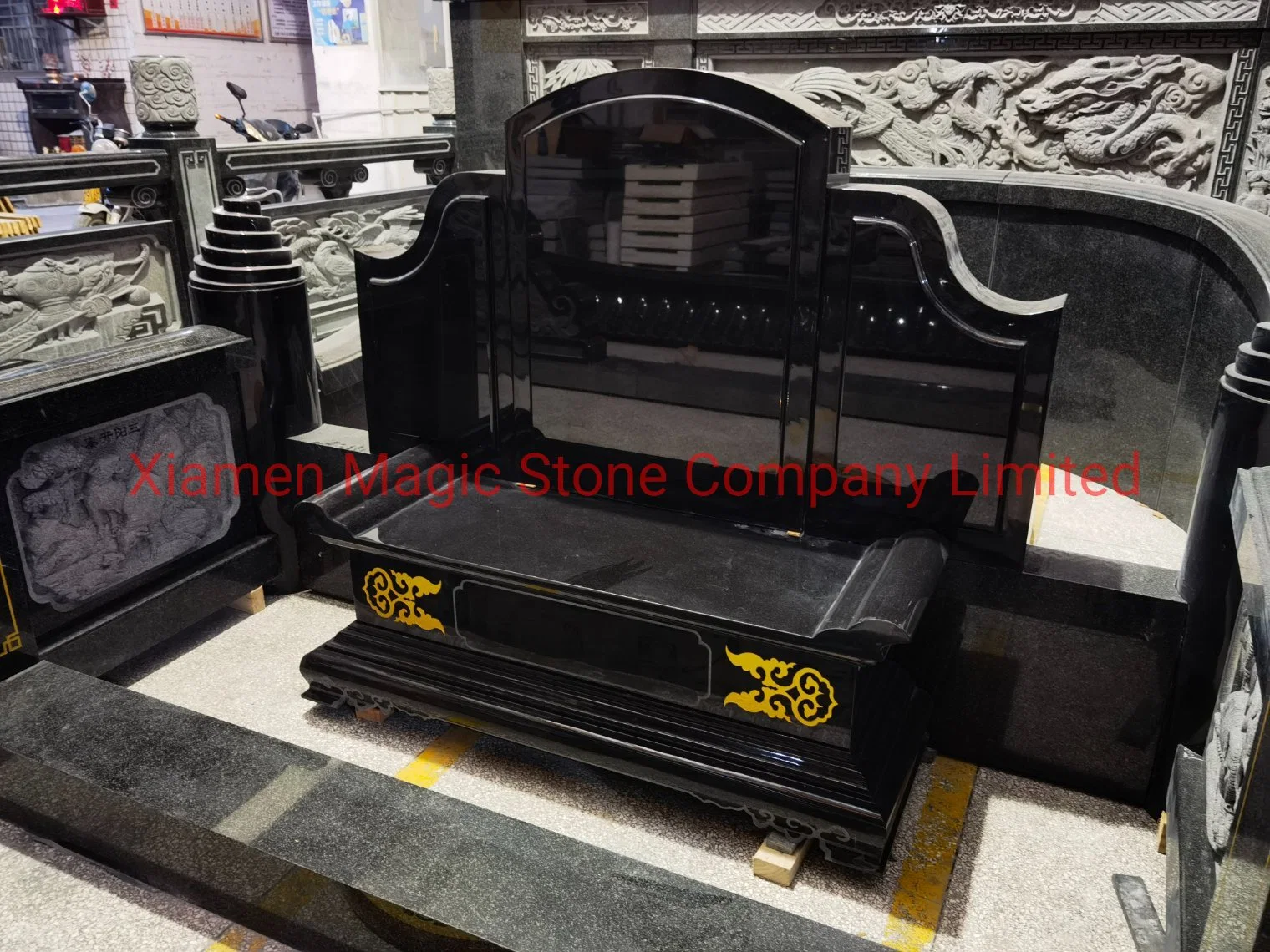 China Wholesale/Supplier Granite Stone Absolutely Black Maker Large Monuments