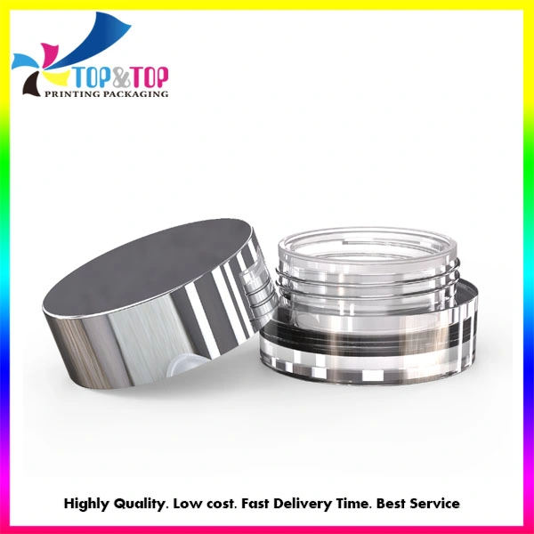 Customized Luxury Round Clear Acrylic Cosmetic Jar with Silver Cap 30g 50g