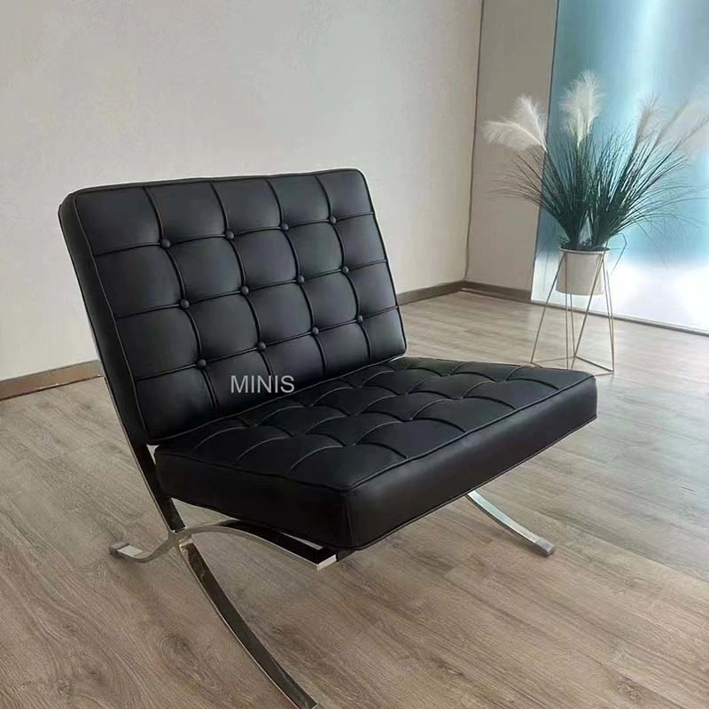 Modern Home Living/Sitting Room/Hotel/Office Leisure Silver Metal Leather Chair