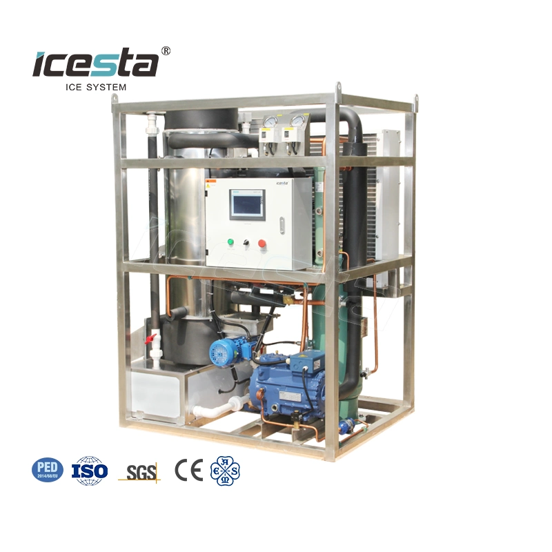 Icesta Customized Automatische Energieeinsparung Hohe Produktivität Lange Lebensdauer Luft Kühlung Edelstahl 1 Ton Rohr Eismaschine