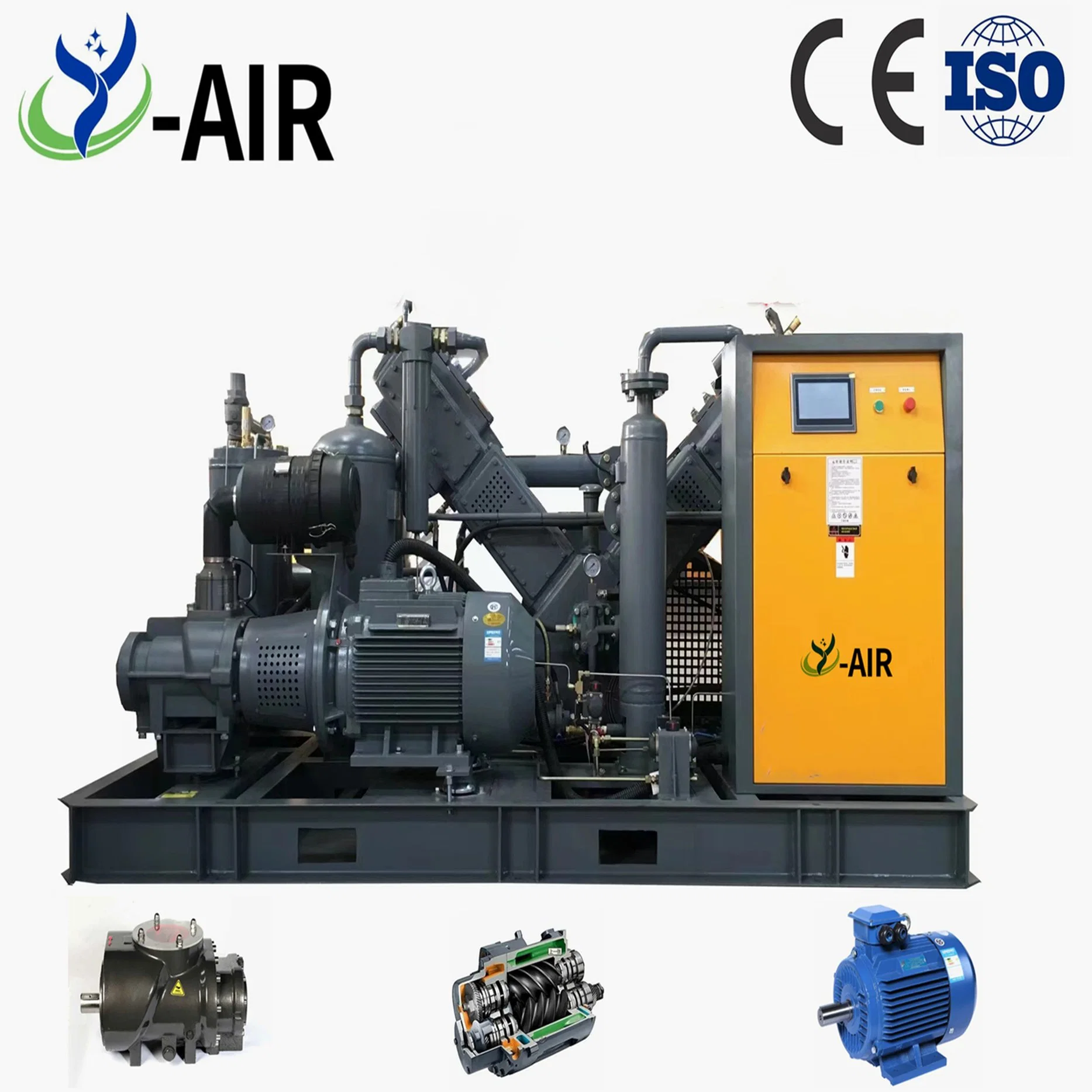 7.5kw-250kw Industrial IP55 Motor Rotary Direct Drive Screw Water Lubricated Oil Free Screw Air Compressor for Oxygen Plant / Food Industry/ Medical Industry