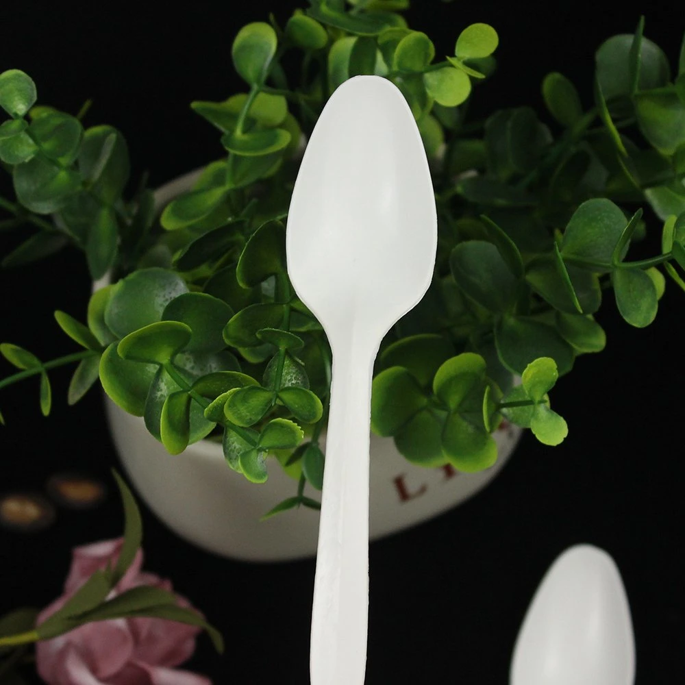 Disposable Plastic Cutlery 145mm Length PS Plastic Spoon White Custom for Takeaway