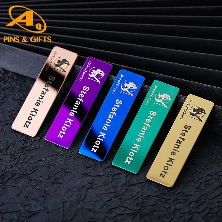 Customized Stainless Steel Nametag Events Sublimation Custom Engrave Metal Employee Magnetic Name Tag Badge Nameplate