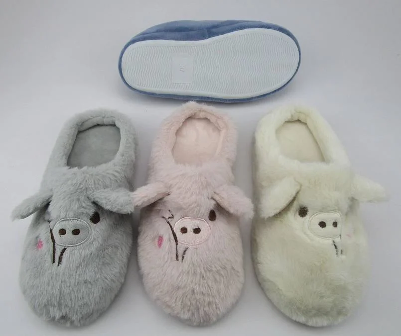 Plush Slippers Custom Animal Cartoon Indoor TPR Sole Home Shoes Slippers