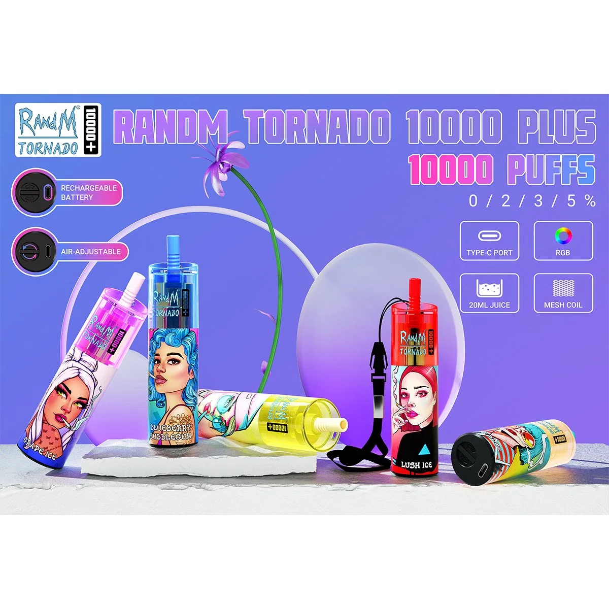 Randm Tornado 10000 Plus Puffs Pen Hookah Puff Bar Wape Pod Disposable/Chargeable Wholesale/Supplier I Vape E Cigarettes