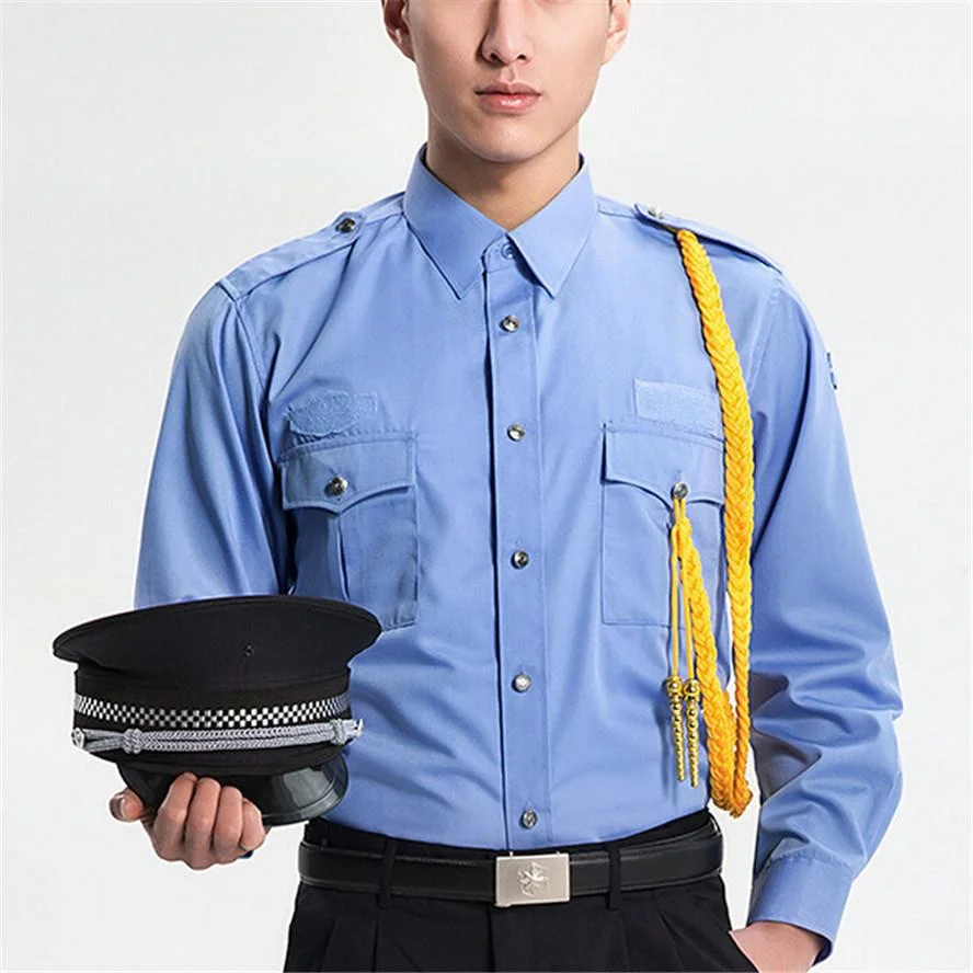 OEM Summer Personal Men Blue Ecurity Guard Work Uniforms Long Sleeve Shirts for Men