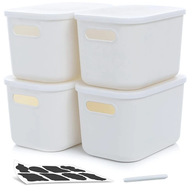 Kitchenware Storage Basket with Lid Pantry Bathroom Organization Tubs Containers