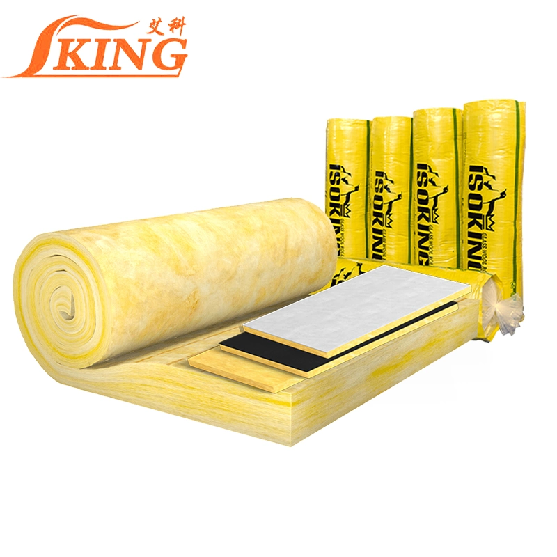 Isoking Hight Quality Construction Material Fireproof Glass Wool Roof Sound Heat Thermal Insulation Blanket with CE