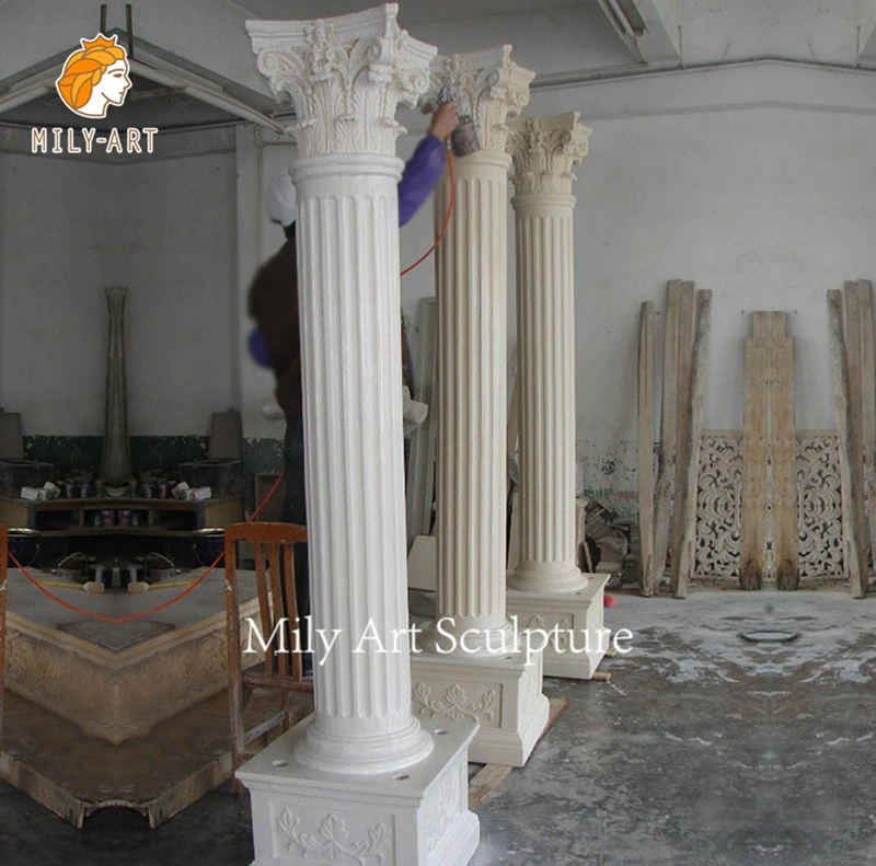 Edifício Decorativo Natural Stone House Solid Hollow Marble Pillar