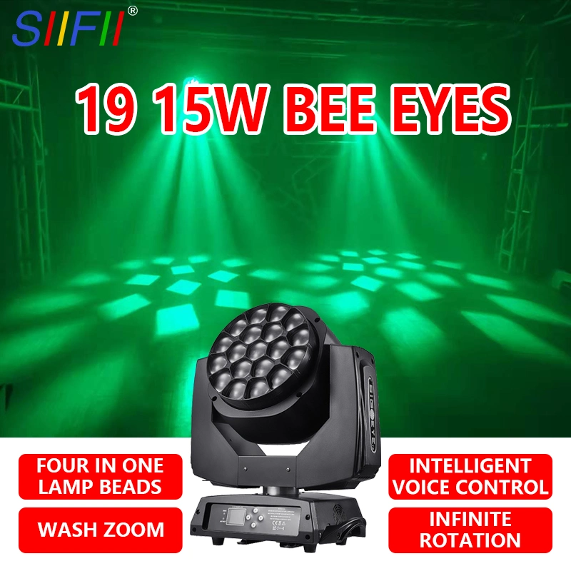 Bee Eye 19 PCS 15W RGBW LED Moving Head Wash Light Hot Sale Products