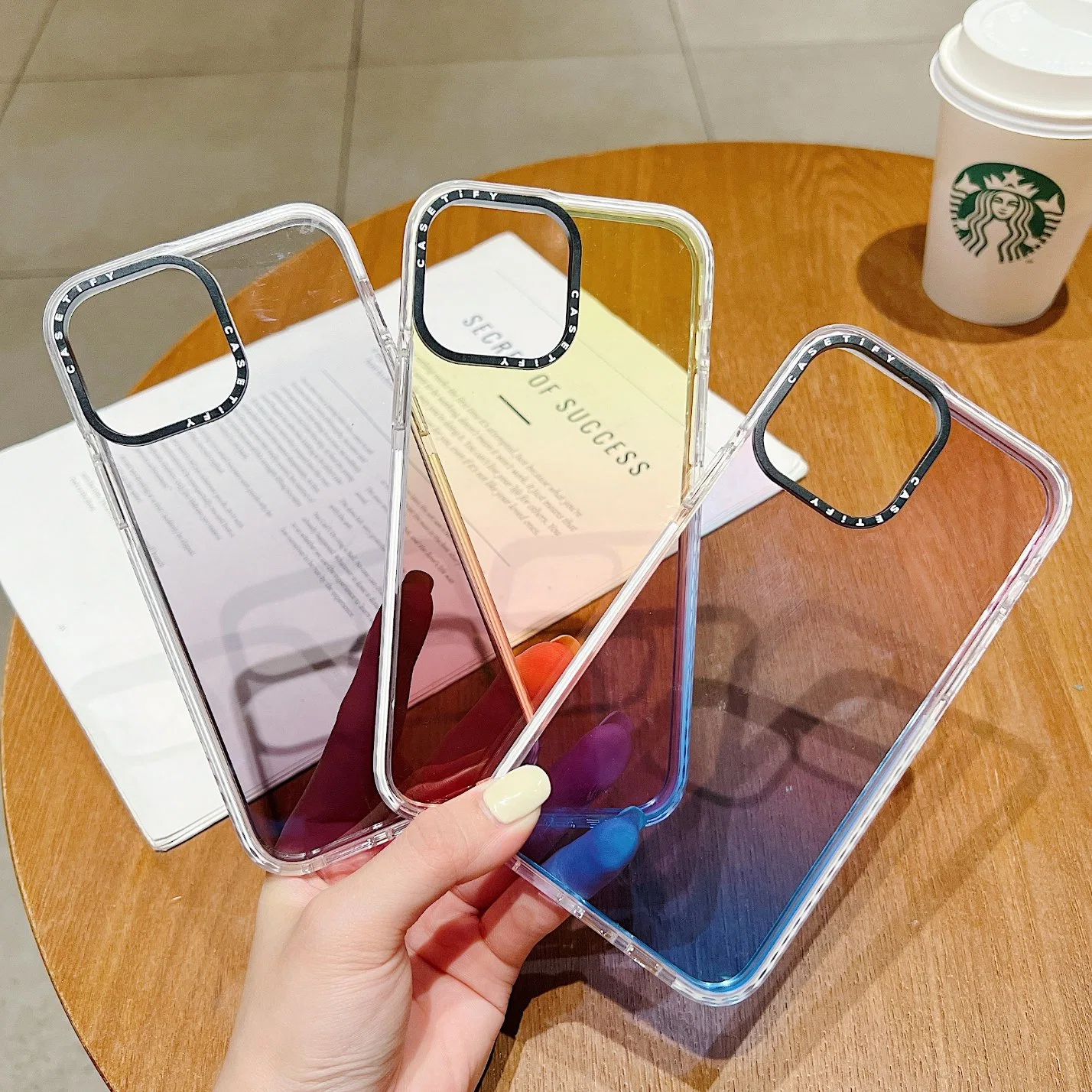 Popular Design Hot Selling Optical Gradient Color Acrylic TPU Phone Cover for iPhone 13 12 11