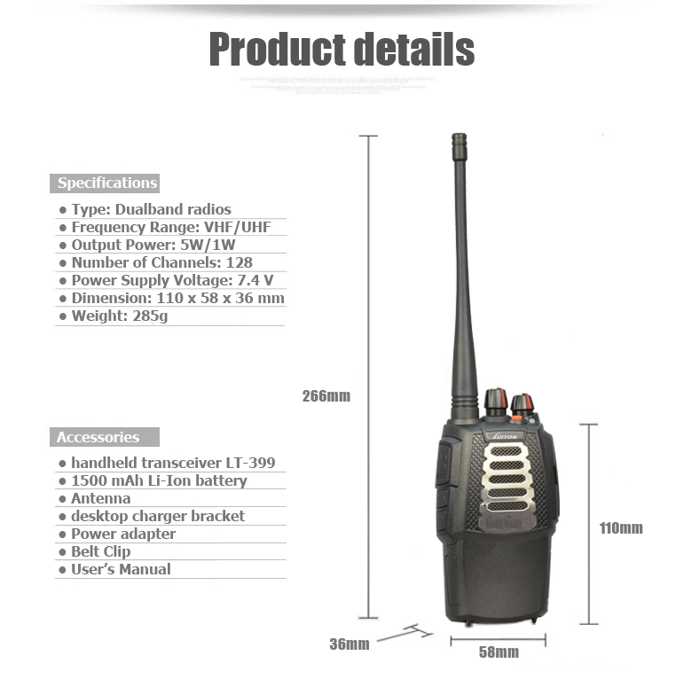 Walkie Talkies Chinese Lt-399 Sing Band Ham Radio