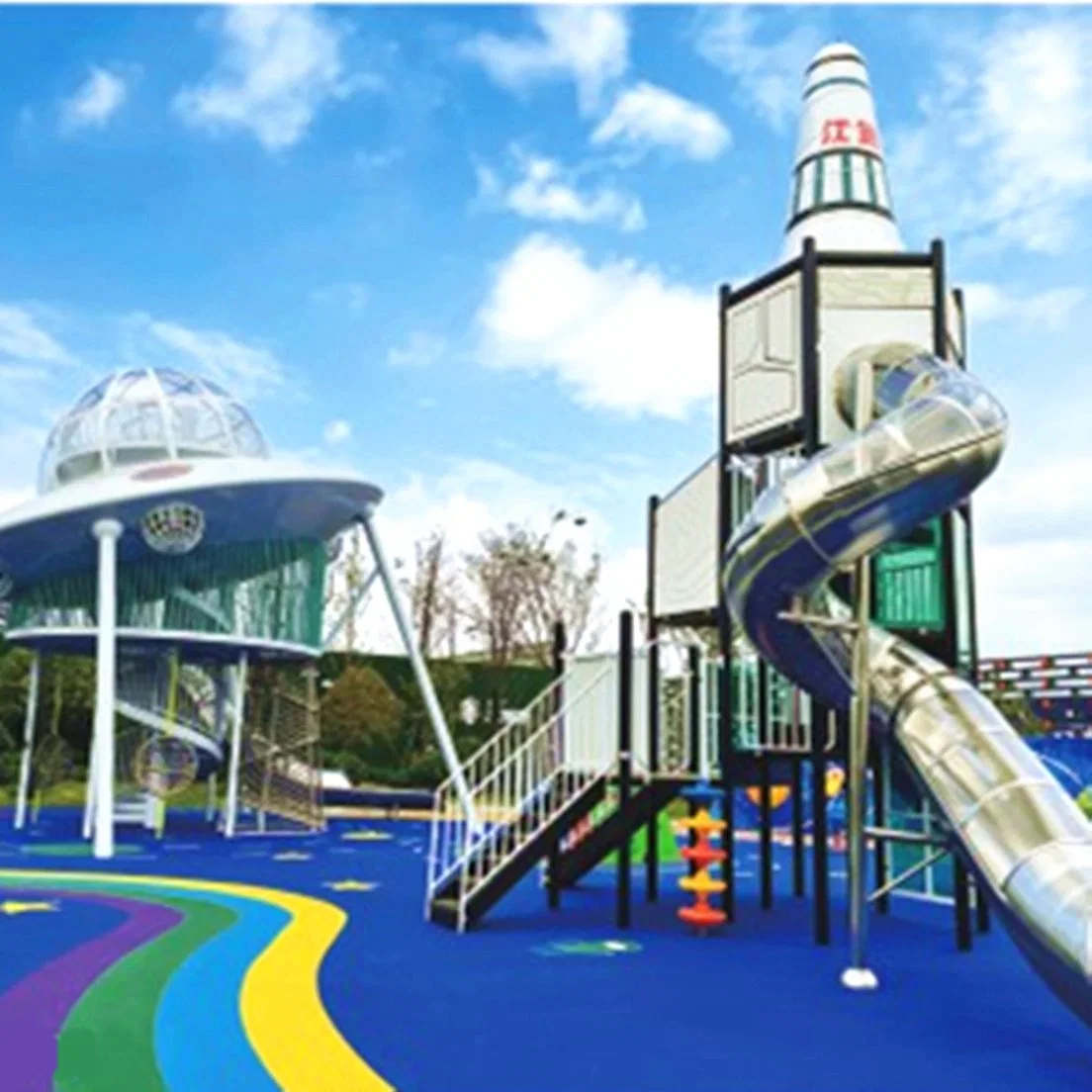 Scenic Outdoor Children's Stainless Steel Slide Drilling Hole Playground Equipment