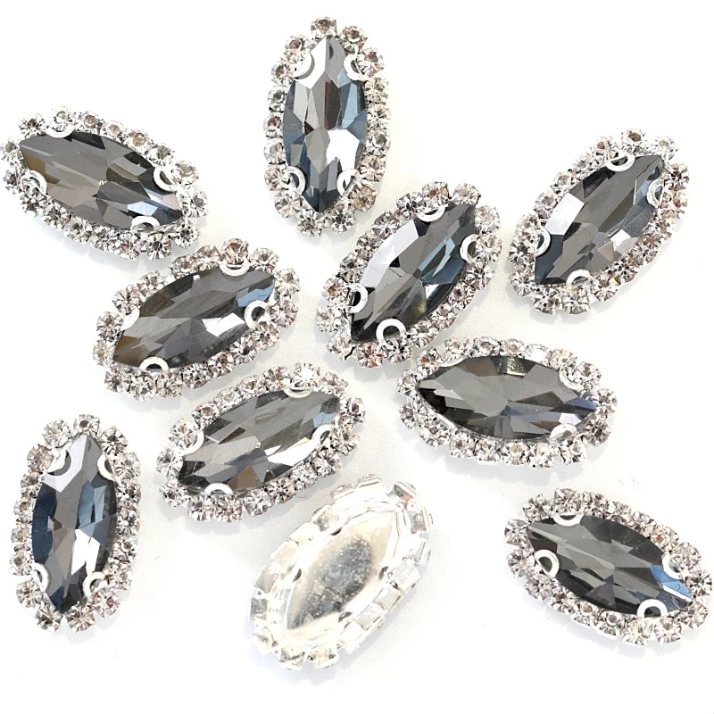 Flatback Rhinestones Leaf Sew on Claw Rhinestone Horse Eye with Lace Sewing on Stone for Garments Accessories