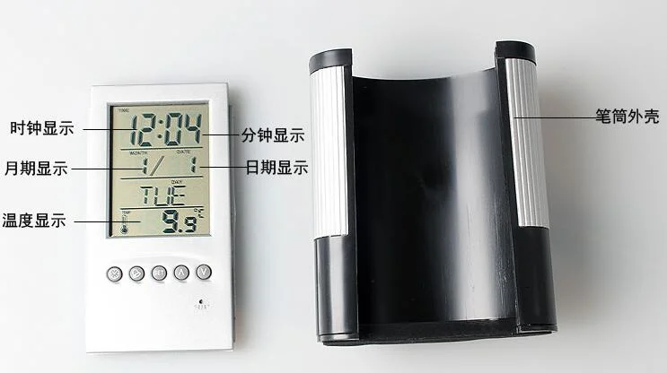 Plastic Pen Holder with Clock. Alarm& Weather Station