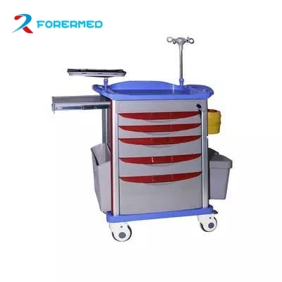 Hospital Procedure Portable Drugs ABS Plastic ICU CPR Medical Crash Cart Medical Emergency Trolley