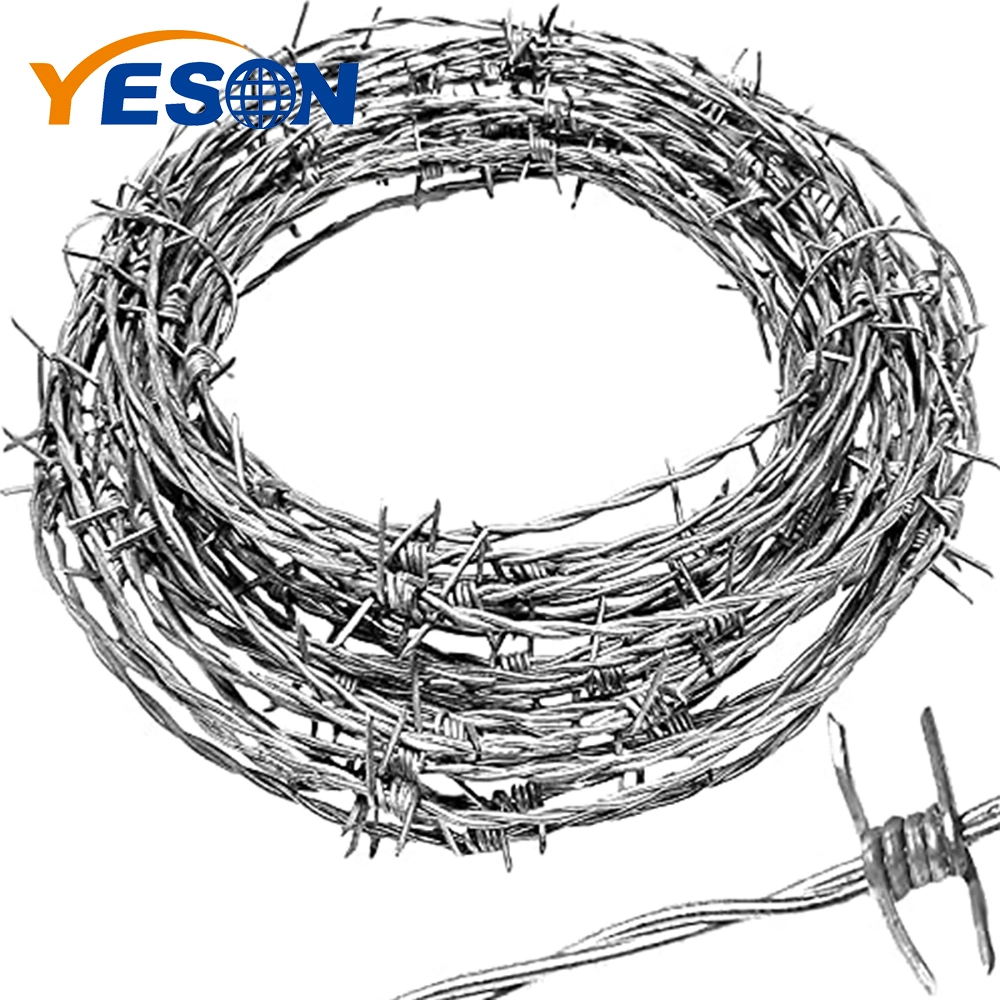 14 Gauge PVC Coated Barbed Wire Razor Barb Wire Galvanized Barbed Wire Barbed Iron Wire Anti Climb Blade Barbed Wire