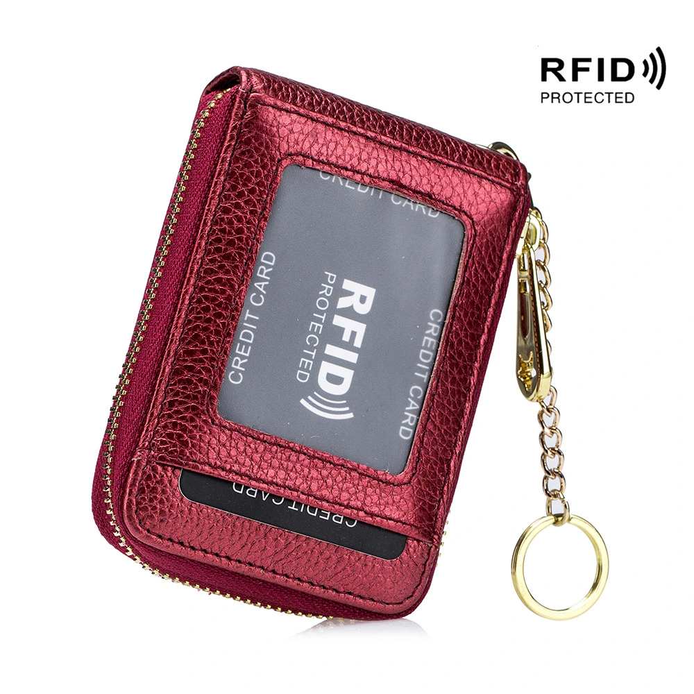 Credit Card Wallet, Zipper Card Cases Holder for Men Women, RFID Blocking, Keychain Wallet