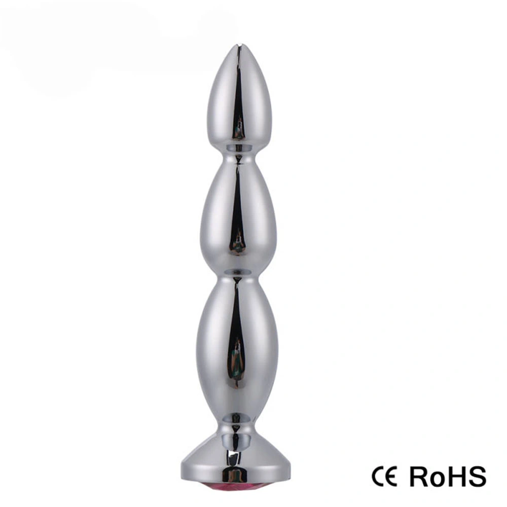 Silver Color Aluminium Alloy Butt Plug Metal Long Butt Plug with Jewel