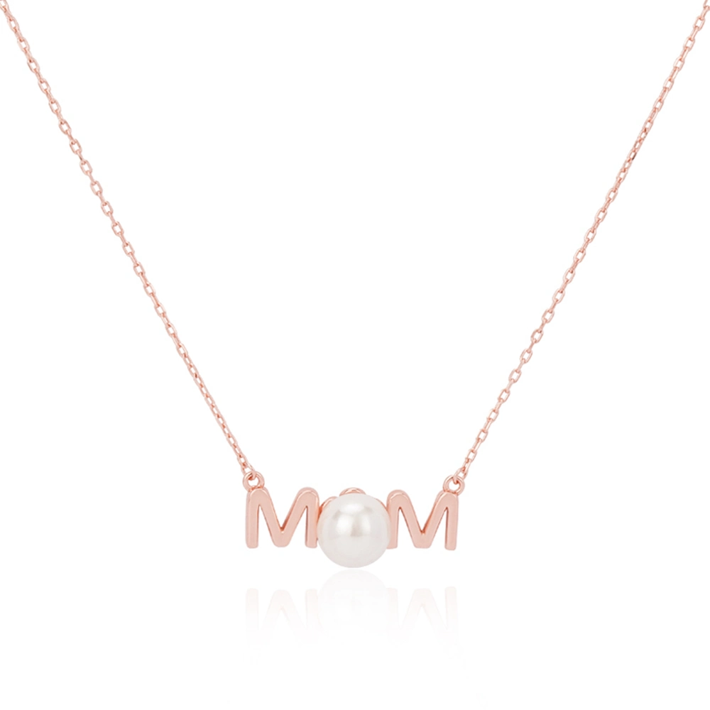 Joalharia fina 925 Sterling Prata Ouro Mum colar mm Prenda de Pérola e Collace para o dia da Mãe