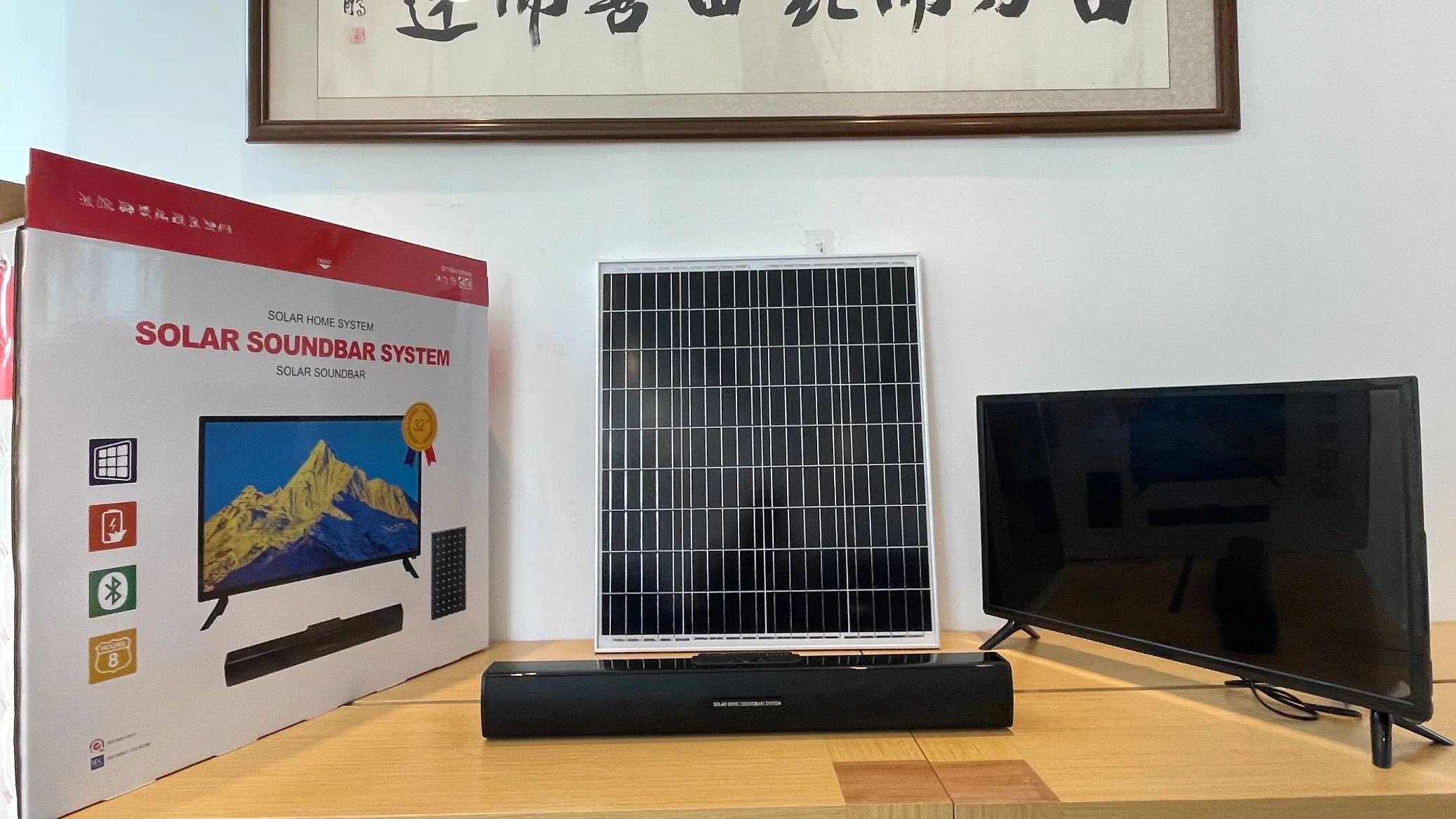 Original Sound Bar for TV with Speaker 30W PC Theater Aux 3.5mm Wired and Wireless Solar TV System