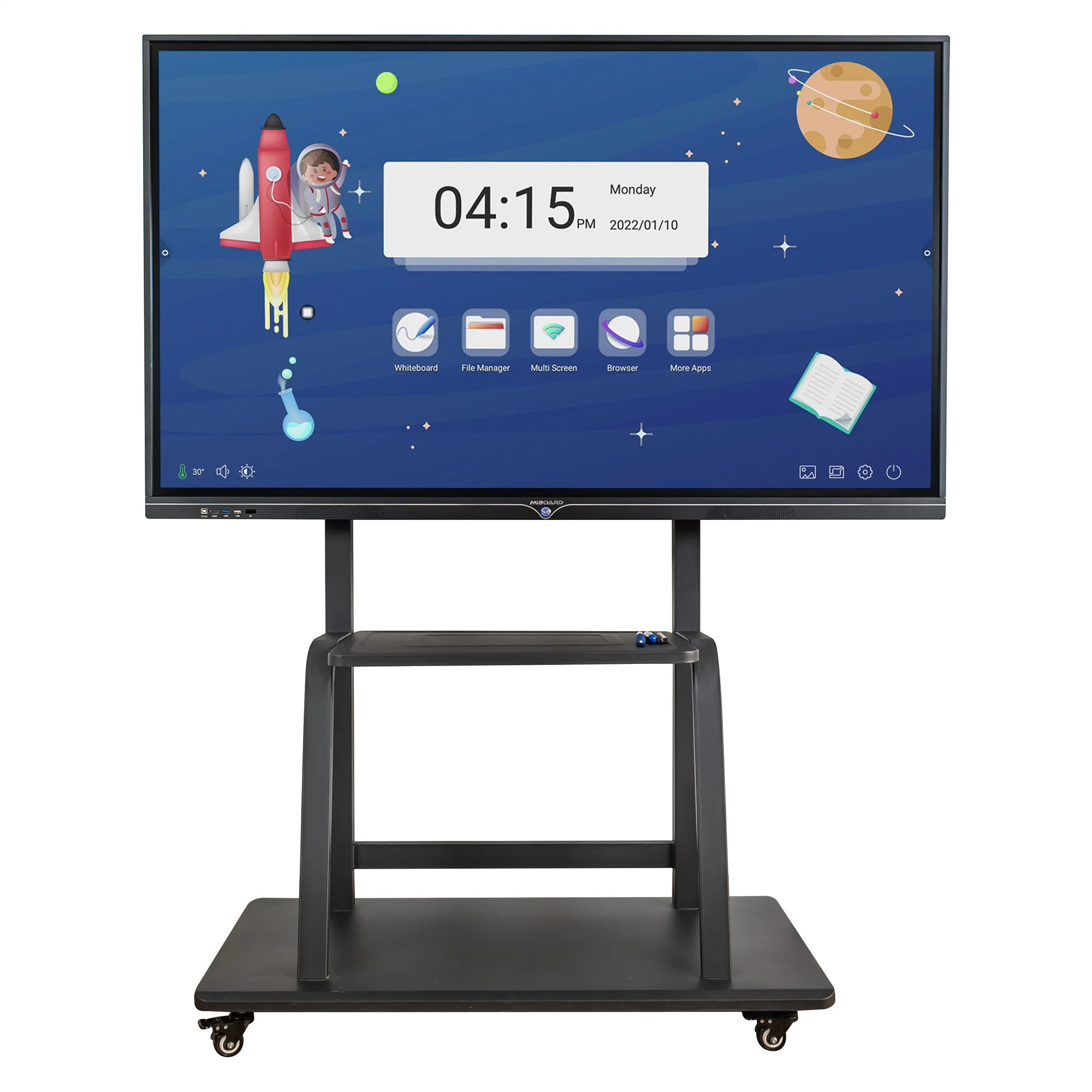 Una buena calidad de Panel Plano Interactivo con UHD 4K 60Hz Reproductor de Google Android V9.0 3840*2160 Pantalla Táctil pizarras SMART Board Miboard Marco Ultra delgado