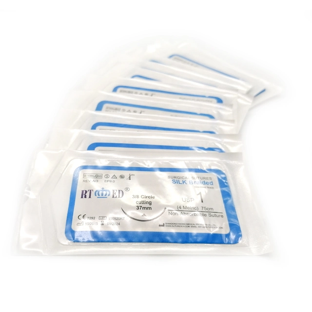 Disposable Medical Sterile Silk Braided Surgical Suture Non-Absorbable Silk Suture USP2-8/0