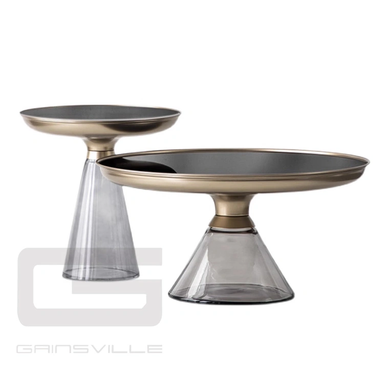 Luxury Center Table Modern Living Room Furniture Round Stainless Steel Glass Coffee Table