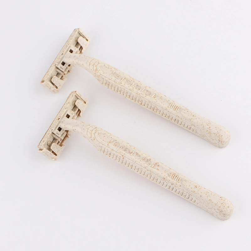 Triple Blades Nature Pure Eco Green Natural Wheat Straw Abbaubar Material Rasiermesser Hotel Abbaubar Rasiermesser