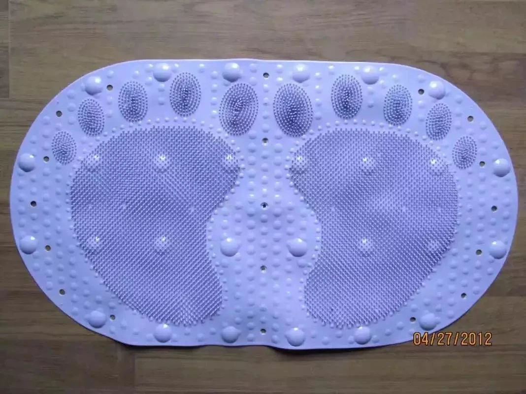 PVC Bathroom Mat Transparent Solid Color Oval Two-Foot Bath Pad Massage Anti-Slip Pad Suction Cup Bath Pad