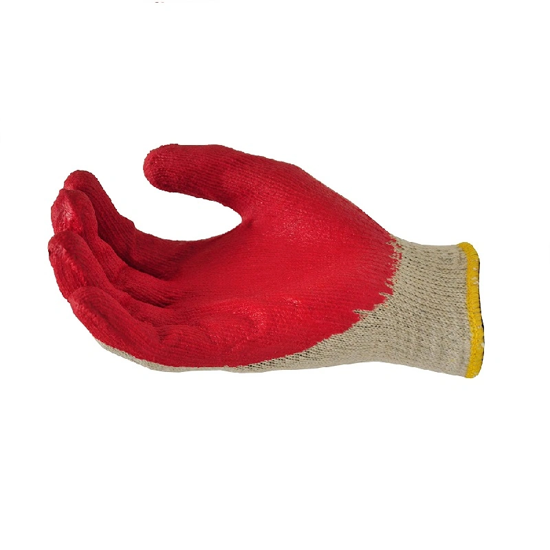 El trabajo de algodón sin costuras Guantes de látex rojo suave palma recubierta de guantes de trabajo de seguridad para uso general