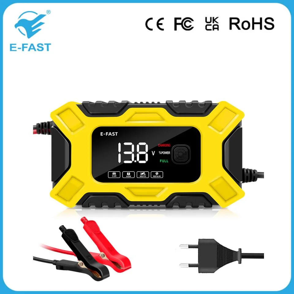 E-Fast Pulse Repair Lead Acid Battery Charger 12V 6A Full Intelligent Automatic Repair Car Battery Charger