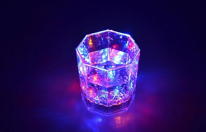 Custom Logo Liquid Induction Luminous Flashing Light up Octagonal LED Cup Glow in The Dark