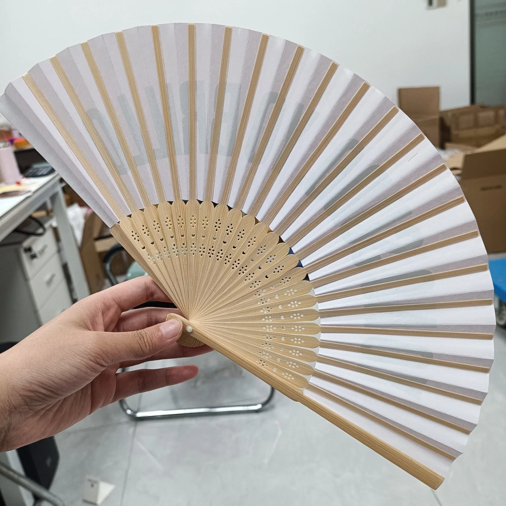 Promotional Paper Hand Fan Personal Bamboo Paper Folding Hand Fan