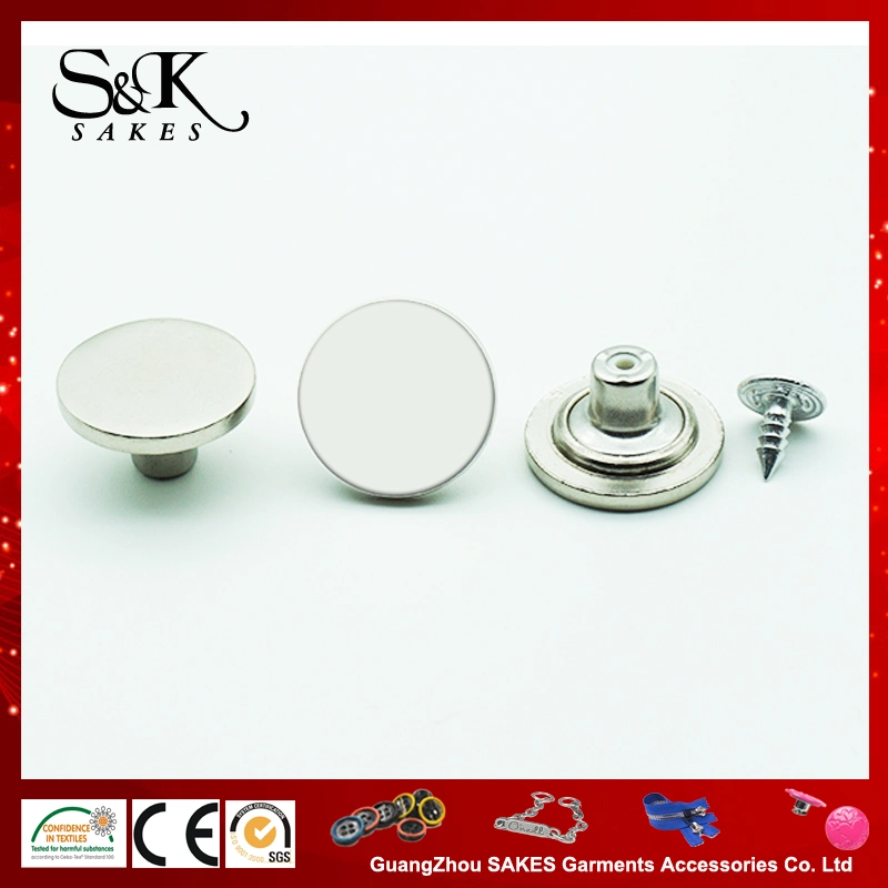 Matt Silver Color High Quality Metallic Buttons Alloy Jeans Button for Garments