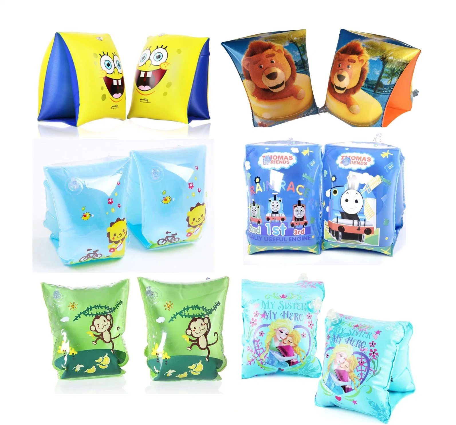 Custom Cartoon Patterned Inflatable Armbands Sleeves Swimming Pool Float Kids Baby Toy