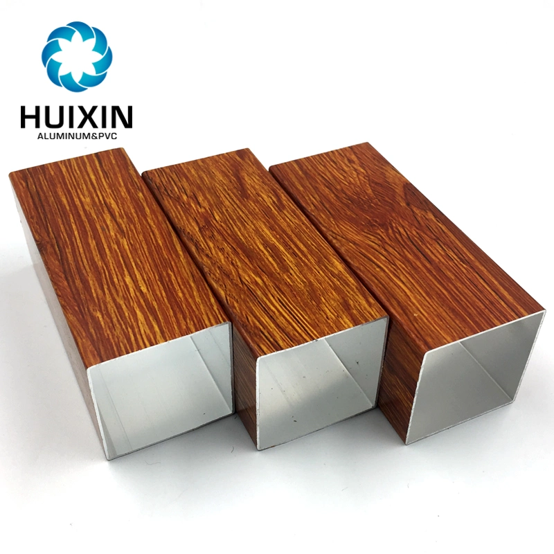 Custom Wood Grain Aluminum Alloy Extruded Rectangular Tubular for Ceiling