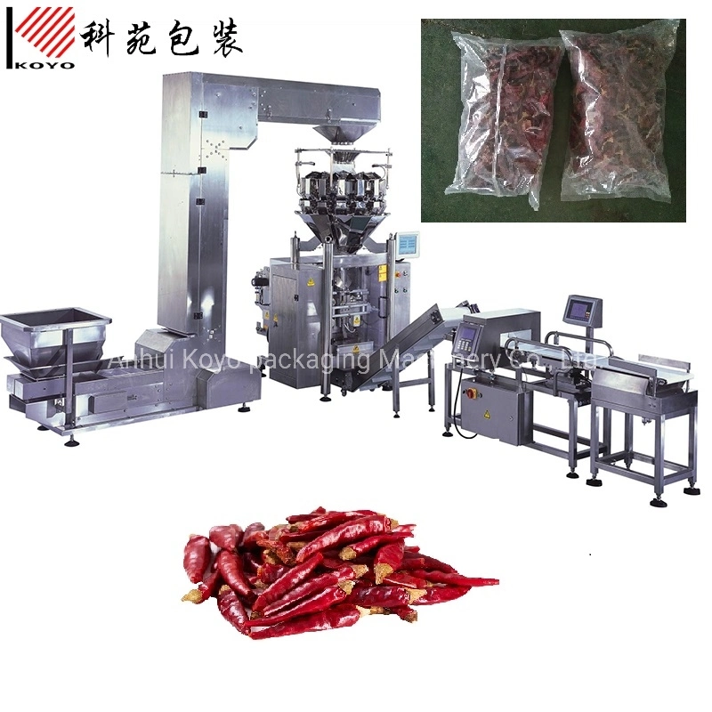 Ky1100 1-5lbs automático largo Rojo Chili, pimiento picante 14 jefes de máquinas de embalaje combinación Weigher Weigher Máquina de embalaje sellado