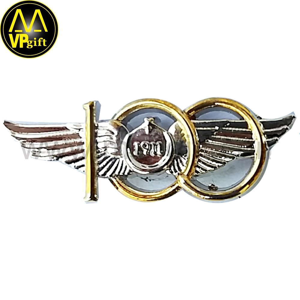 China Guangzhou Wholesale/Supplier Garment Accessories Custom Logo Imitation Gold Silver Plating Design Promotional Metal Enamel Badge