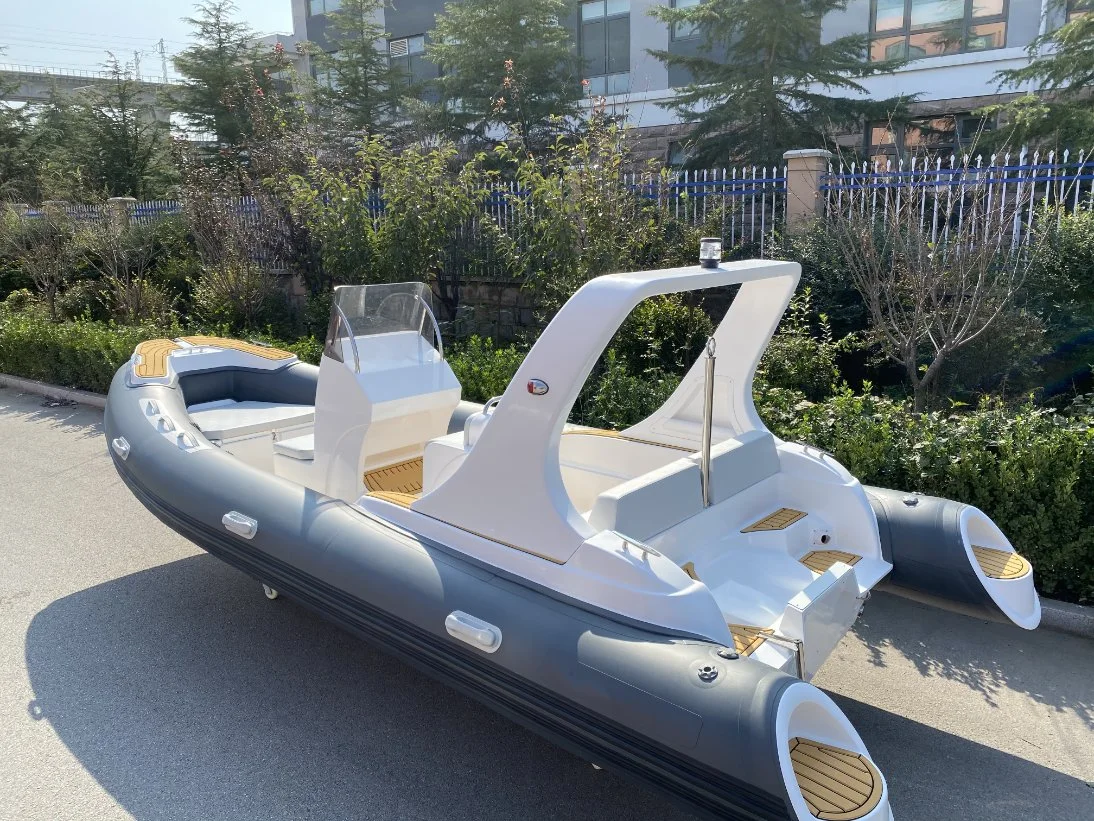 CE 19FT Inflatable Boat 115HP Engine Power Sport Rib580 Boat Hypalon Fiberglass Hull Rowing Boat