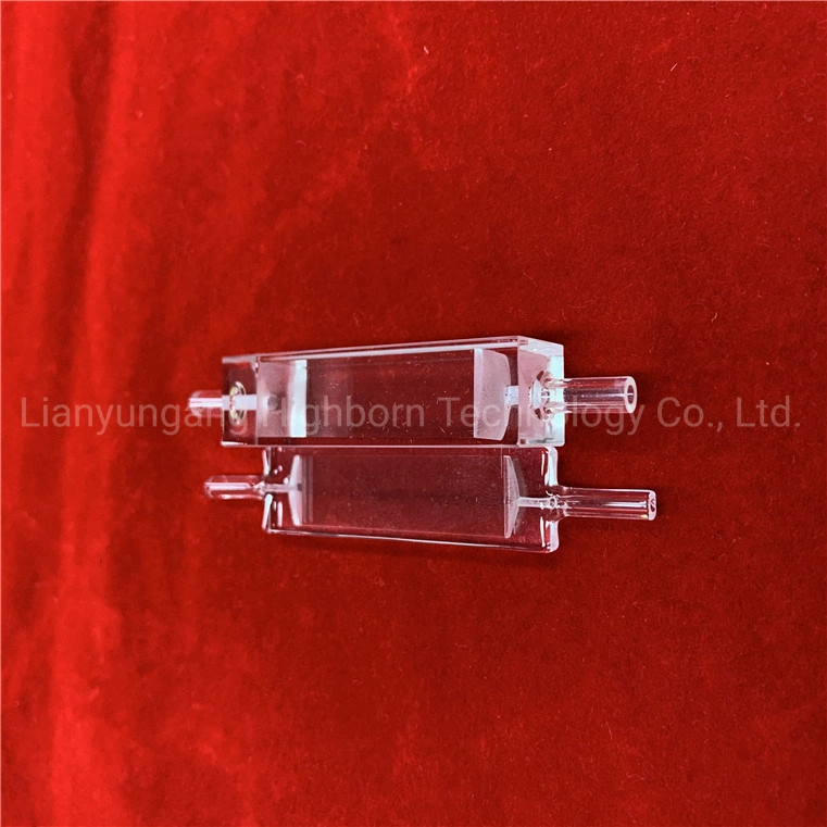 Transparent Optical Medical Circulation Pool Fluorescence Spectroscopy Cubic Quartz Flow Cell Glass Cuvette for Analyzer