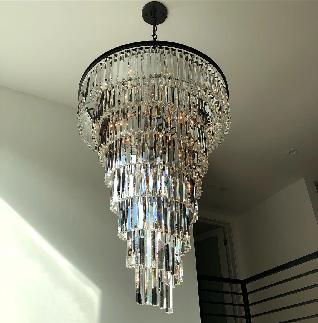 Decoración moderna de la luz colgante de restaurante, salón comedor escalera lámpara de araña de cristal