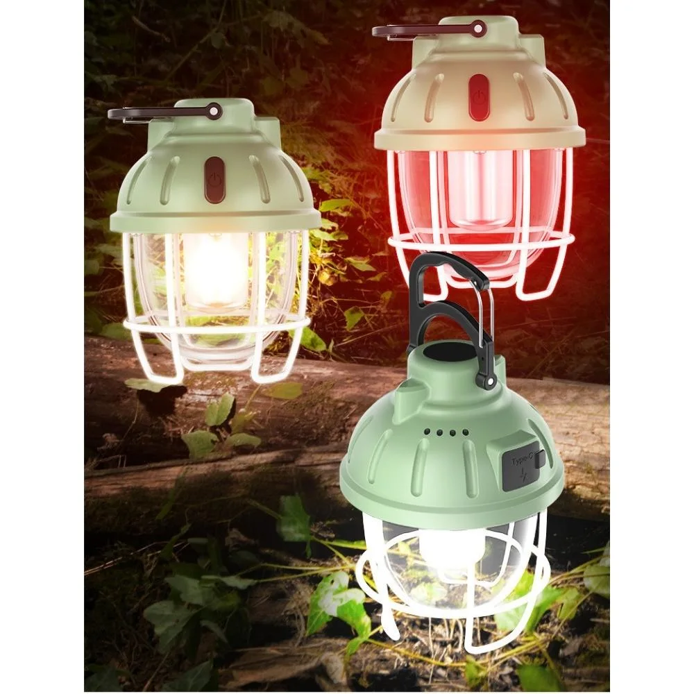 Camping Light Portable Retro Multi-Function Rechargeable LED Camp Lamp Ipx4 Waterproof Camping Lantern for Outdoor Hiking Garden Bl20029