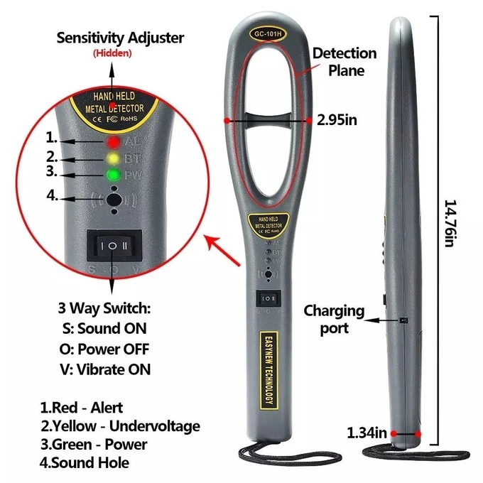 Hand Held plena scâner corporal Detector de metais portátil de produtos de segurança