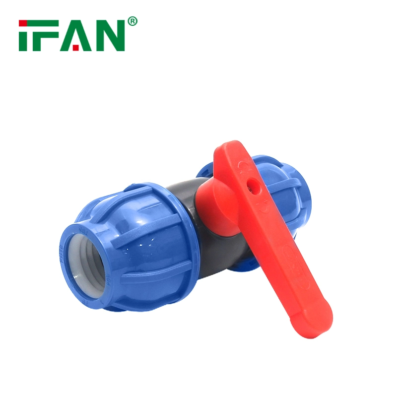 Red Handle HDPE PVC PP PE Pipe Compression Fittings Ball Vavles