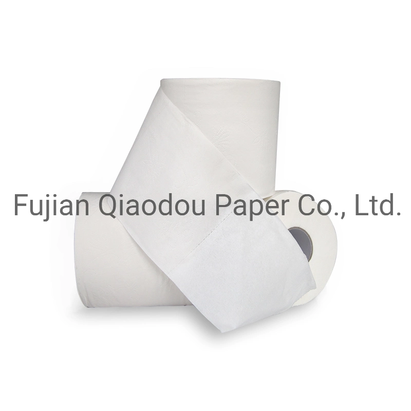 China Qiaodou Cheap Supplier White Biodegradable Recycle Toilet Paper Roll Tissue