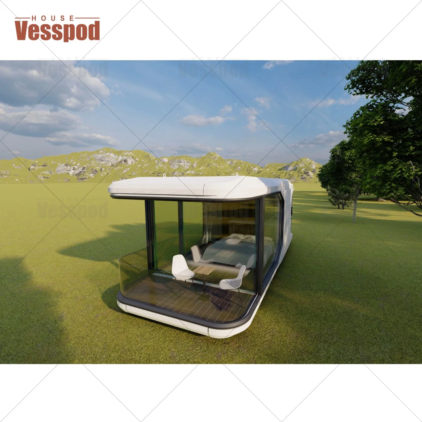 2023 Volferda Vesspod تصميم منزل مدير 2 قصة شاليه أبل منزل مثالي مكون من 3 غرف نوم وحمامين، ومطبخ، وحاوية قابلة للتعديل Vu115 Apple House Capsule House